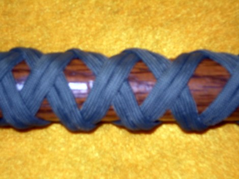 Close view of an 11 x 2 Turk's Head knot.